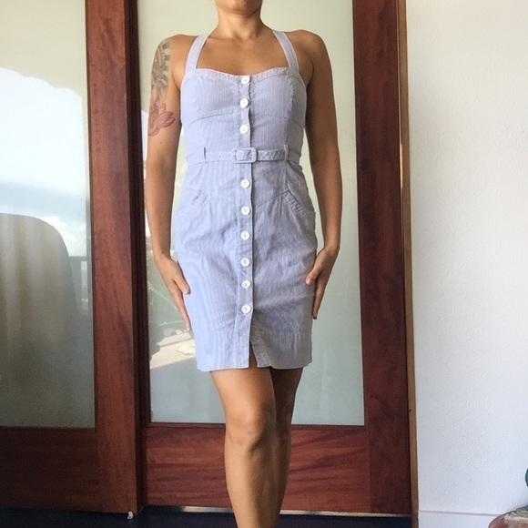 Guess pin stripe button up dress - Picture 2 of 5